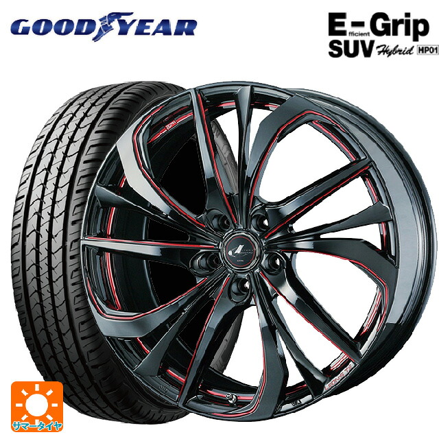 225/55R17 97V グッドイヤー エフィシェントグリップSUV HP01 ウェッズ レオニス TE BK/SC(RED) 17-7J 国産車用 サマータイヤホイール4本セット