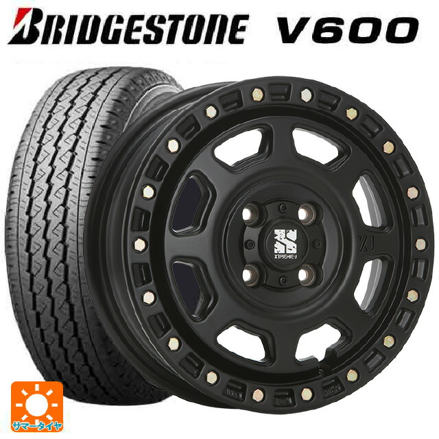 165/80R14 91/90N ブリヂストン V600 正規品 エムエルジェイ エクストリームJ XJ07 Satin Black 14-5J 国産車用 サマータイヤホイール4本セット