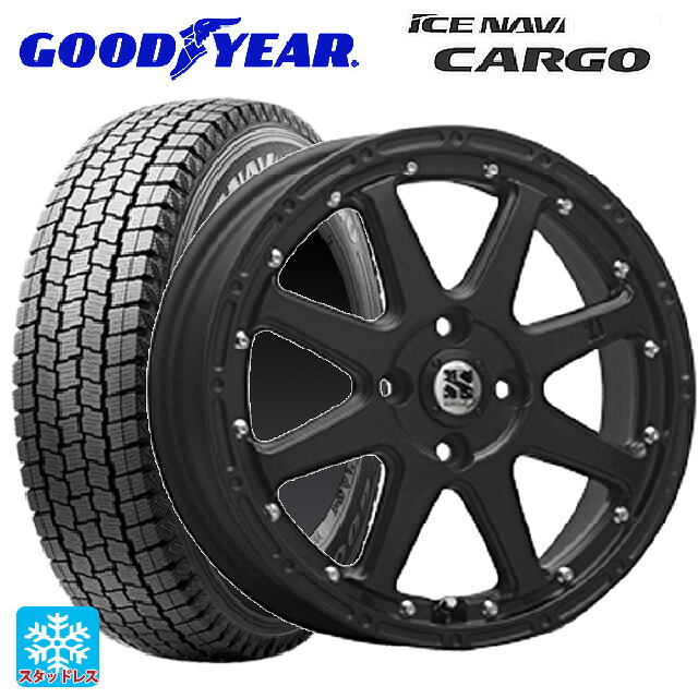145/80R12 80/78N グッドイヤー アイスナビ カーゴ # エムエルジェイ エクストリームJ Flat Black 12-4J 国産車用 スタッドレスタイヤホイール4本セット|タイヤホイール専門店コニシタイヤ