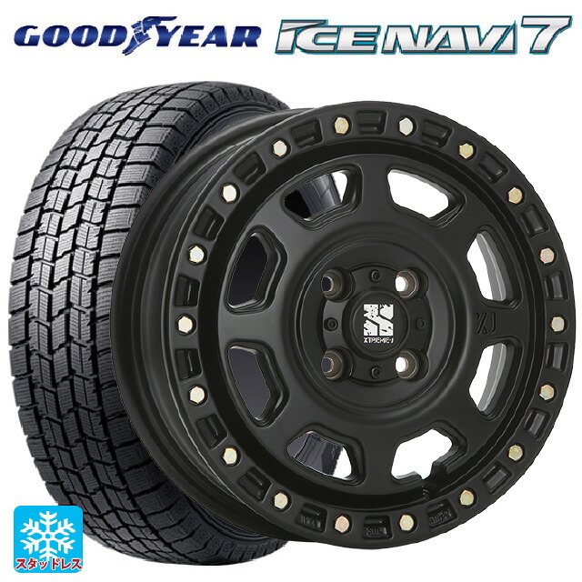 2025年製 155/65R13 73Q グッドイヤー アイスナビ7(数量限定) # エムエルジェイ エクストリームJ XJ07 Satin Black 13-4J 国産車用 スタッドレスタイヤホイール4本セット