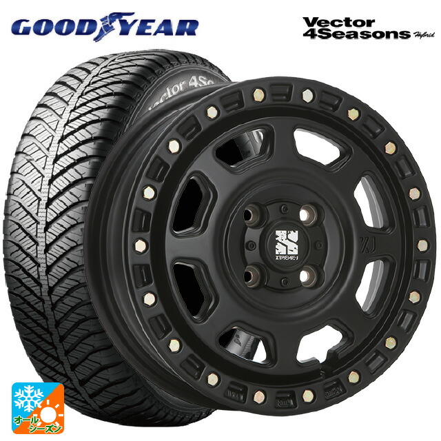 145/80R13 75S グッドイヤー ベクターフォーシーズンズ ハイブリッド エムエルジェイ エクストリームJ XJ07 Satin Black 13-4J 国産車用 オールシーズンタイヤホイール4本セット 58,092円