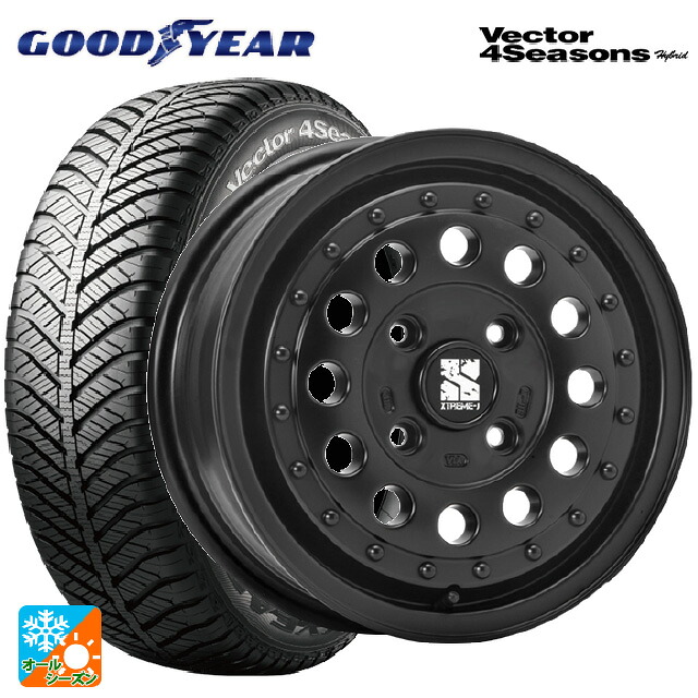 175/65R14 82H グッドイヤー ベクターフォーシーズンズ ハイブリッド エムエルジェイ エクストリームJ ラギッド サテンブラック 14-5J 国産車用 オールシーズンタイヤホイール4本セット