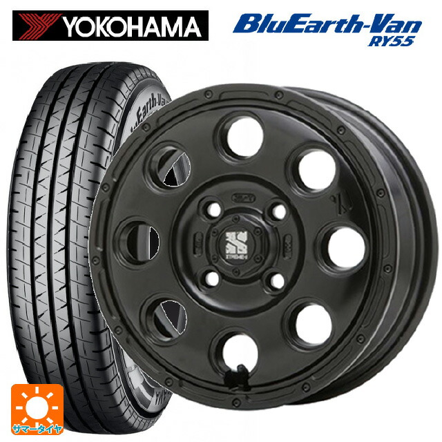 145/80R12 80/78N ヨコハマ ブルーアースVan RY55B エムエルジェイ エクストリームJ KK03 Satin Black 12-4J 国産車用 サマータイヤホイール4本セット