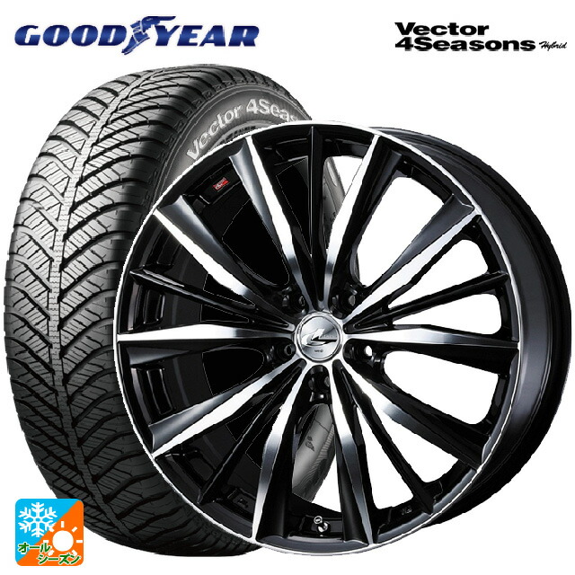 スバル レヴォーグ(VN系)用 225/45R18 91H グッドイヤー ベクターフォーシーズンズ ハイブリッド ウェッズ レオニス VX # BKMC 新品オールシーズンタイヤホイール 4本セット|タイヤホイール専門店コニシタイヤ