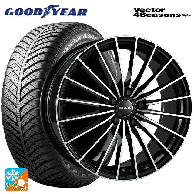 アルファロメオ トナーレ(AV11系)用 235/50R18 101H XL グッドイヤー ベクターフォーシーズンズ ハイブリッド 阿部商会 マック アレーゼ # ブラックミラー 新品オールシーズンタイヤホイール 4本セット