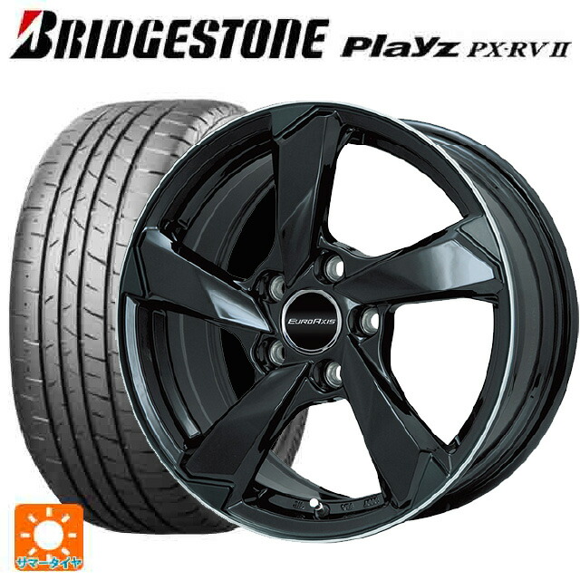 プジョー 5008(P8系)用 225/55R18 98V ブリヂストン プレイズ PX-RV2 正規品 # ユーロアクシス クロスエッジ グロスブラック/リムポリッシュ 新品サマータイヤホイール 4本セット