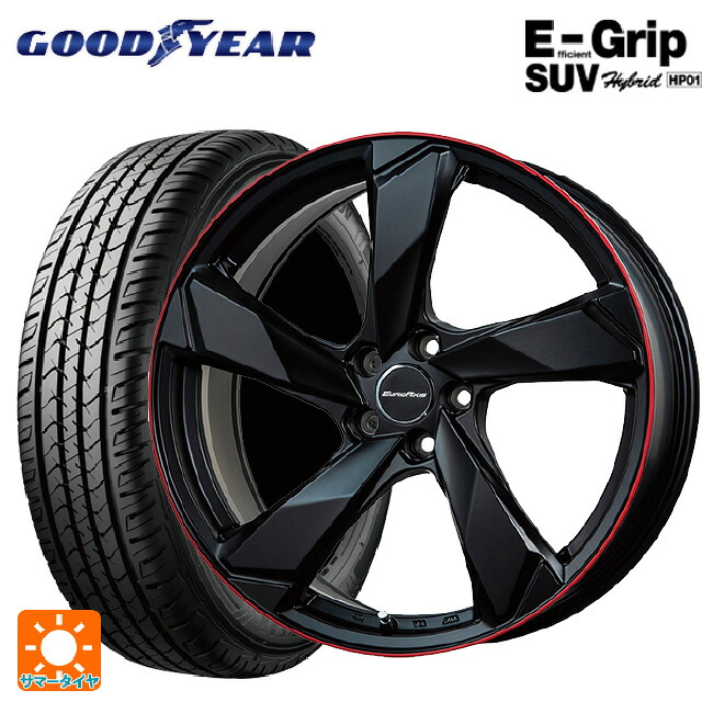 ランドローバー レンジローバー イヴォーク(LZ2系)用 235/50R20 104W XL グッドイヤー エフィシェントグリップSUV HP01 ユーロアクシス クロスエッジ マットブラック/レッドリム 新品サマータイヤホイール 4本セット