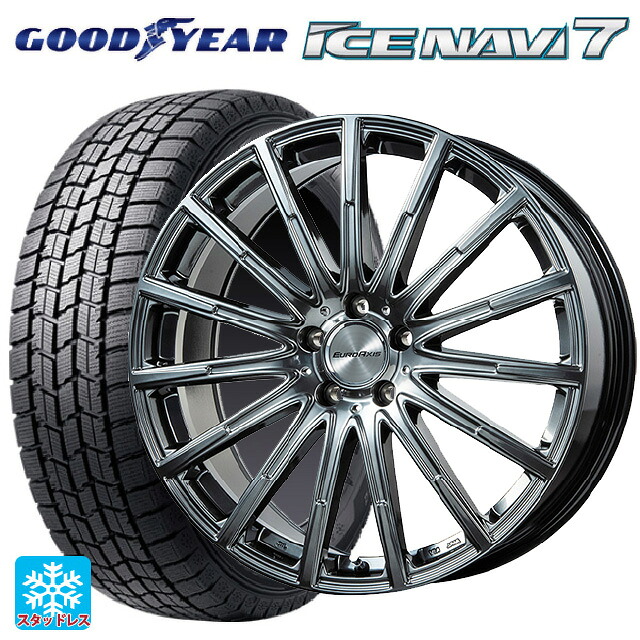 メルセデスベンツ GLA(X156)用 235/50R18 97Q グッドイヤー アイスナビ7(数量限定) # ユーロアクシス エアフルト クロームハイパーブラック 新品スタッドレスタイヤホイール 4本セット