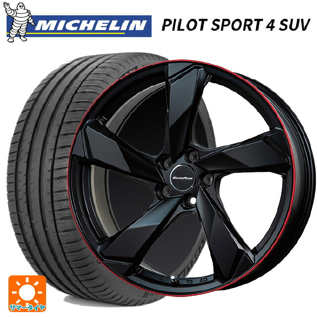 ランドローバー レンジローバー イヴォーク(LZ2系)用 235/50R20 104Y XL ミシュラン パイロットスポーツ4 SUV 正規品 ユーロアクシス クロスエッジ マットブラック/レッドリム 新品サマータイヤホイール 4本セット
