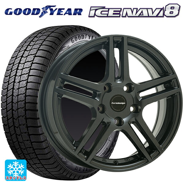 メルセデスベンツ Eクラス(W213)用 245/45R18 100Q XL グッドイヤー アイスナビ8 # 阿部商会 ユーロデザイン アイガー ガンメタリック 新品スタッドレスタイヤホイール 4本セット|タイヤホイール専門店コニシタイヤ