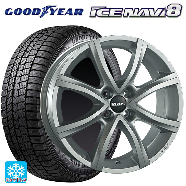 アウディ TTS(FVC系)用 245/40R18 93Q グッドイヤー アイスナビ8 阿部商会 マック マイン Mチタン 新品スタッドレスタイヤホイール 4本セット