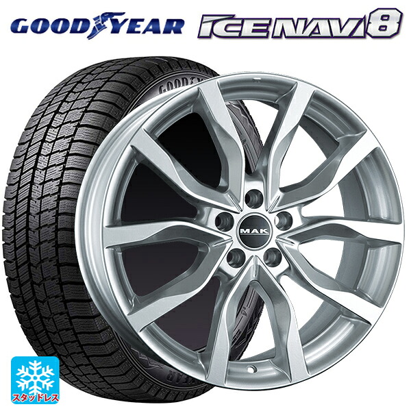 ボルボ XC90(LB/LD系)用 2025年製 235/55R19 101Q グッドイヤー アイスナビ8 # 阿部商会 マック ハイランズ シルバー 新品スタッドレスタイヤホイール 4本セット