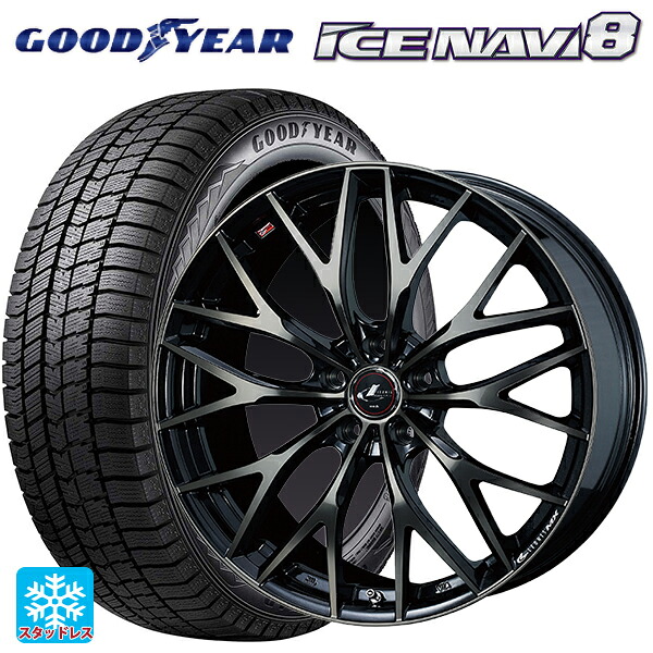 195/60R16 89Q グッドイヤー アイスナビ8 ウェッズ レオニス MX PBMC/TI 16-6.5J 国産車用 スタッドレスタイヤホイール4本セット