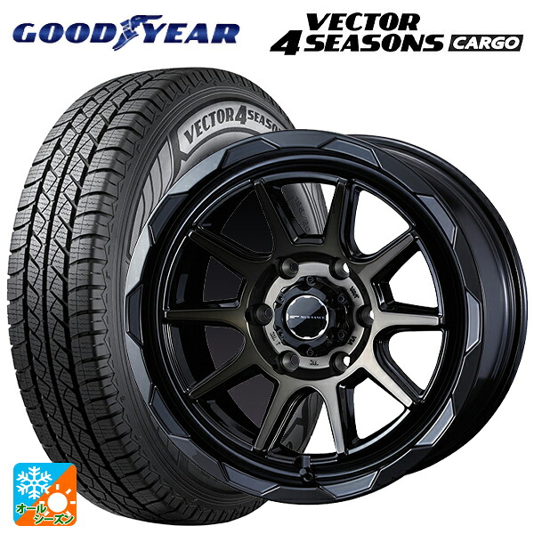 トヨタ ハイエース(200系)用 195/80R15 107/105N グッドイヤー ベクター4シーズンズ カーゴ ウェッズ マッドヴァンス06 ブラックポリッシュブロンズクリア 新品オールシーズンタイヤホイール 4本セット|タイヤホイール専門店コニシタイヤ