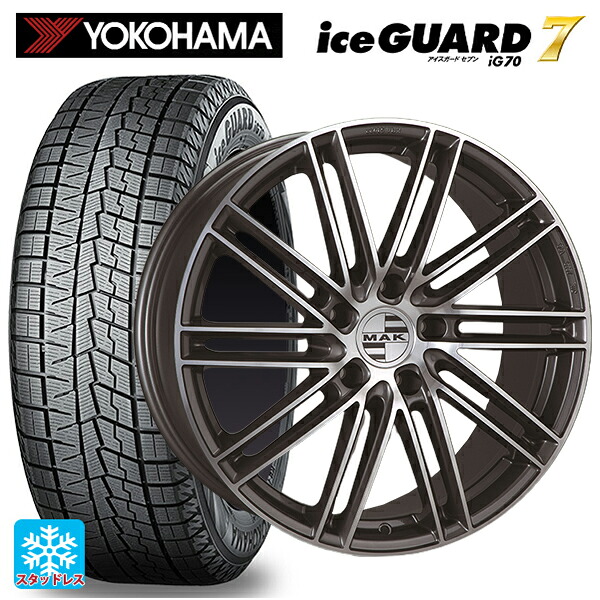 ポルシェ タイカン(J1系)用 [F]:245/45R20 103Q [R]:285/40R20 108R XL ヨコハマ アイスガード7(IG70) # 阿部商会 マック ライプツィヒ ガンメタリックミラー 新品スタッドレスタイヤホイール 4本セット