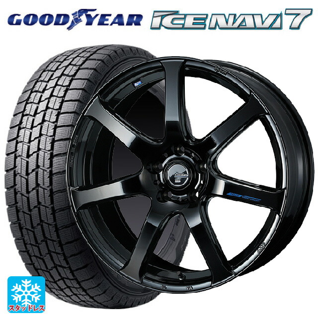 スバル レヴォーグ(VN系)用 2025年製 215/50R17 91Q グッドイヤー アイスナビ7(数量限定) # ウェッズ レオニス ナヴィア07 PBK 新品スタッドレスタイヤホイール 4本セット
