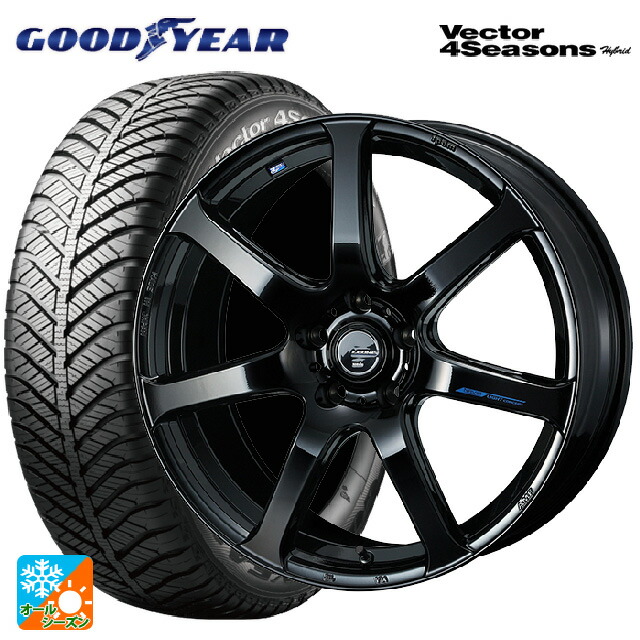 ホンダ ヴェゼル(RV系)用 215/55R17 94H グッドイヤー ベクターフォーシーズンズ ハイブリッド ウェッズ レオニス ナヴィア07 PBK 新品オールシーズンタイヤホイール 4本セット