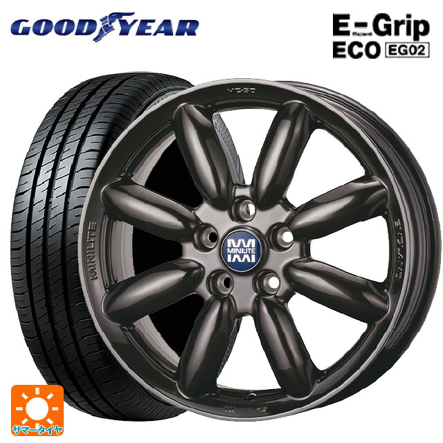 ミニ ミニ(F55/F56/F57)用 195/55R16 87V グッドイヤー エフィシェントグリップ エコ EG02 ティーエーエス ミニライト MC50 ハイパーブラック 新品サマータイヤホイール 4本セット