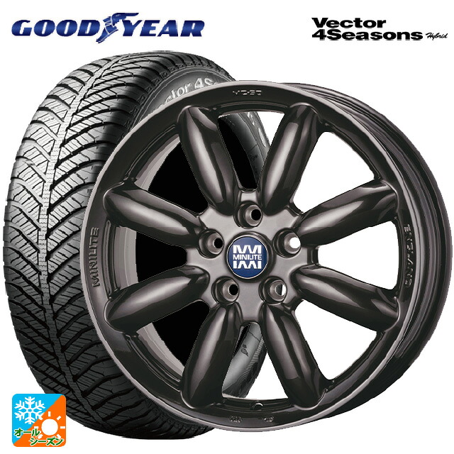 ミニ ミニクロスオーバー(F60)用 225/55R17 101H XL グッドイヤー ベクターフォーシーズンズ ハイブリッド ティーエーエス ミニライト MC50 ハイパーブラック 新品オールシーズンタイヤホイール 4本セット