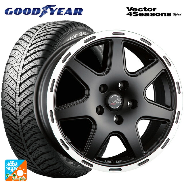 ジープ レネゲード 4xe(BV系)用 215/60R17 96H グッドイヤー ベクターフォーシーズンズ ハイブリッド 阿部商会 ラ・ストラーダ ティラードクロス マットブラックリムポリッシュ 新品オールシーズンタイヤホイール 4本セット|タイヤホイール専門店コニシタイヤ