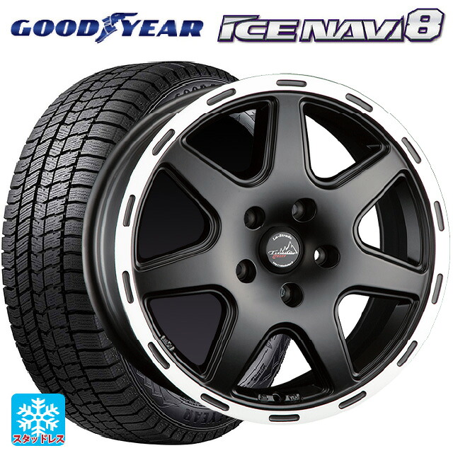 ジープ レネゲード(BU/BV系)用 215/60R17 96Q グッドイヤー アイスナビ8 # 阿部商会 ラ･ストラーダ ティラードクロス マットブラックリムポリッシュ 新品スタッドレスタイヤホイール 4本セット