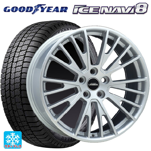 ボルボ V40(MB系)用 225/40R18 92Q XL グッドイヤー アイスナビ8 阿部商会 レイブリック イグレット スパークシルバー 新品スタッドレスタイヤホイール 4本セット
