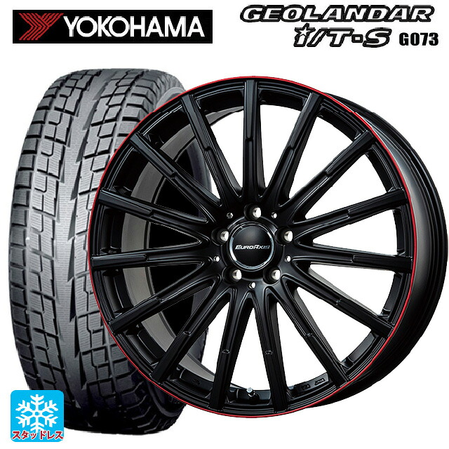 メルセデスベンツ GLA(X156)用 215/60R17 96Q ヨコハマ ジオランダー ITS G073 正規品 ユーロアクシス エアフルト マットブラック/レッドリム 新品スタッドレスタイヤホイール 4本セット｜タイヤホイール専門店コニシタイヤ