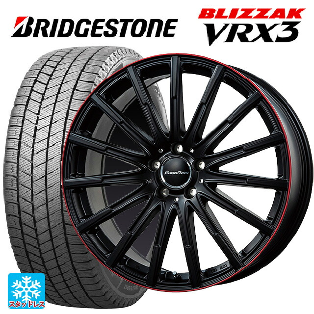 メルセデスベンツ GLA(X156)用 235/50R18 97Q ブリヂストン ブリザック VRX3 正規品 # ユーロアクシス エアフルト マットブラック/レッドリム 新品スタッドレスタイヤホイール 4本セット|タイヤホイール専門店コニシタイヤ