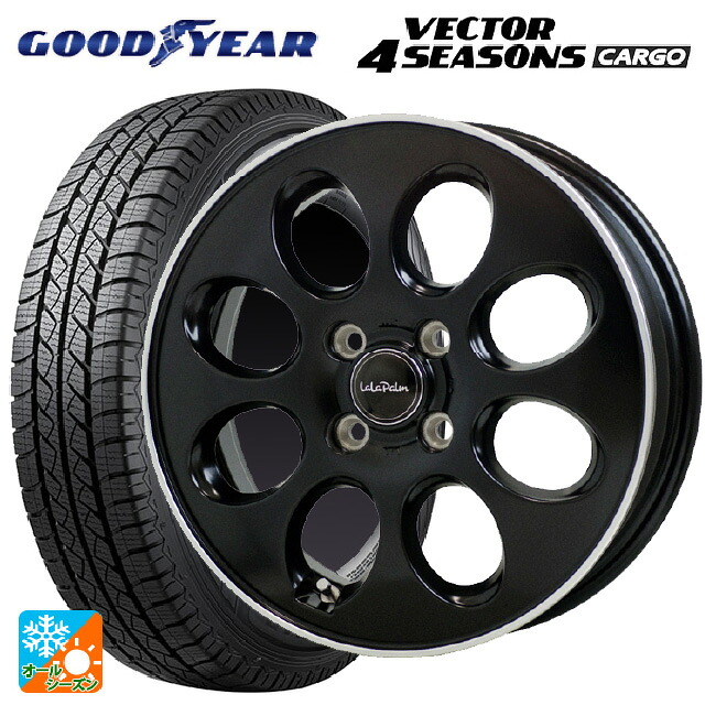 145/80R12 80/78N グッドイヤー ベクター4シーズンズ カーゴ ホットスタッフ ララパーム オーバル GB/リムP 12-3.5J 国産車用 オールシーズンタイヤホイール4本セット