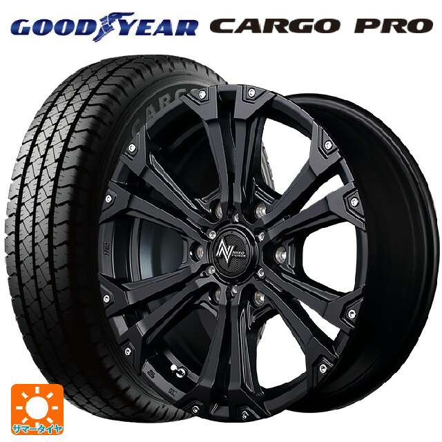 195/80R15 107/105S グッドイヤー カーゴプロ エムアイディー ナイトロパワー ジャベリン セミグロスブラック＋ピアス＆ミルド 15-6J 国産車用 サマータイヤホイール4本セット