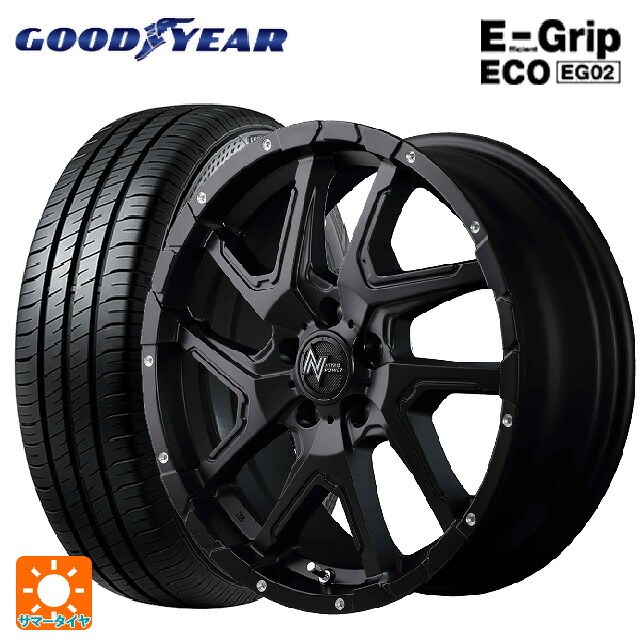 トヨタ ノア(90系)用 205/60R16 92H グッドイヤー エフィシェントグリップ エコ EG02 エムアイディー ナイトロパワーデリンジャー セミグロスブラック/フランジピアスドリルド 新品サマータイヤホイール 4本セット