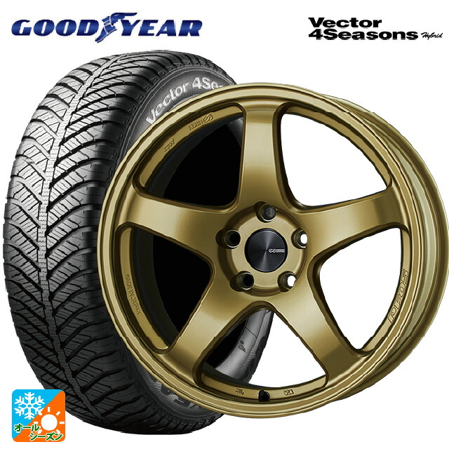 ニッサン ノートオーラ(E13)用 205/50R17 93H XL グッドイヤー ベクターフォーシーズンズ ハイブリッド エンケイ パフォーマンスライン PF05 GO 新品オールシーズンタイヤホイール 4本セット