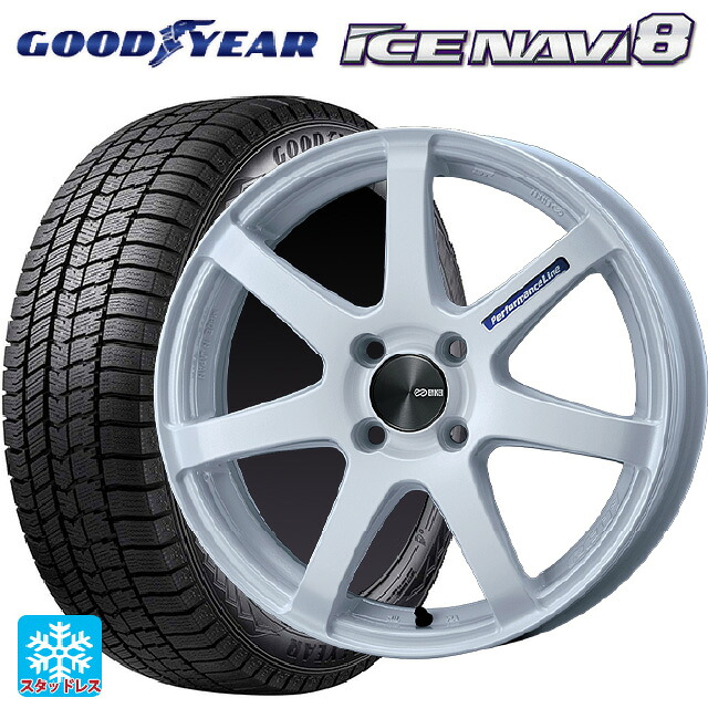 165/60R15 77Q グッドイヤー アイスナビ8 # エンケイ パフォーマンスライン PF07 WH 15-5J 国産車用 スタッドレスタイヤホイール4本セット｜タイヤホイール専門店コニシタイヤ