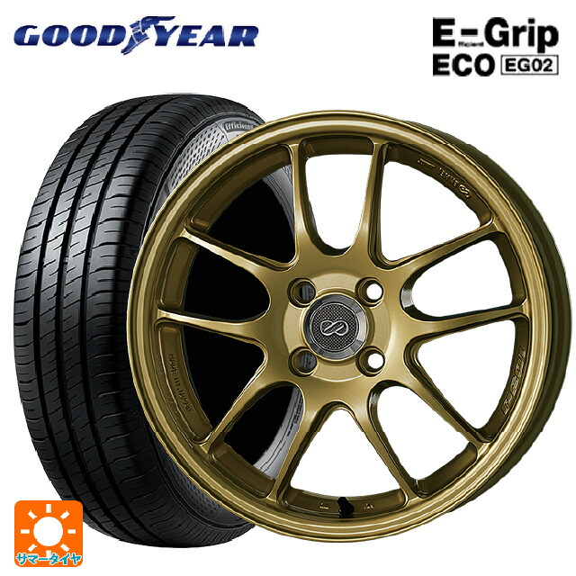スバル レヴォーグ(VN系)用 225/45R18 95W XL グッドイヤー エフィシェントグリップ エコ EG02 エンケイ パフォーマンスライン PF01 ゴールド 新品サマータイヤホイール 4本セット