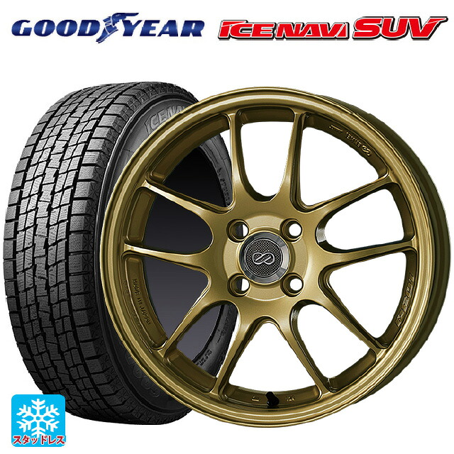 スバル フォレスター(SL系)用 225/55R18 98Q グッドイヤー アイスナビ SUV # エンケイ パフォーマンスライン PF01 ゴールド 新品スタッドレスタイヤホイール 4本セット