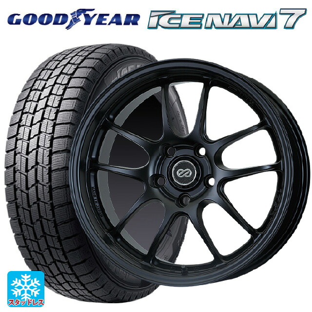 215/55R17 94Q グッドイヤー アイスナビ7(数量限定) # エンケイ パフォーマンスライン PF01 マットブラック 17-7J 国産車用 スタッドレスタイヤホイール4本セット|タイヤホイール専門店コニシタイヤ