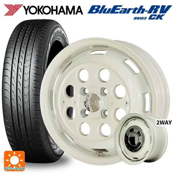 ダイハツ タフト(LA900/LA910)用 165/65R15 81S ヨコハマ ブルーアース RV03CK # エムアイディー ガルシア シスコ オールドイングリュッシュホワイト+リムヴァーレイ 新品サマータイヤホイール 4本セット