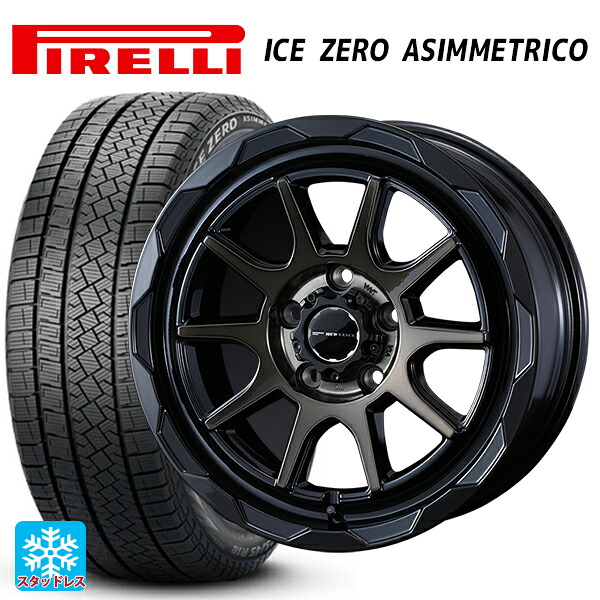 225/60R17 99H ピレリ アイスゼロ アシンメトリコ 正規品 # ウェッズ マッドヴァンス06 ブラックポリッシュブロンズクリア 17-7J 国産車用 スタッドレスタイヤホイール4本セット
