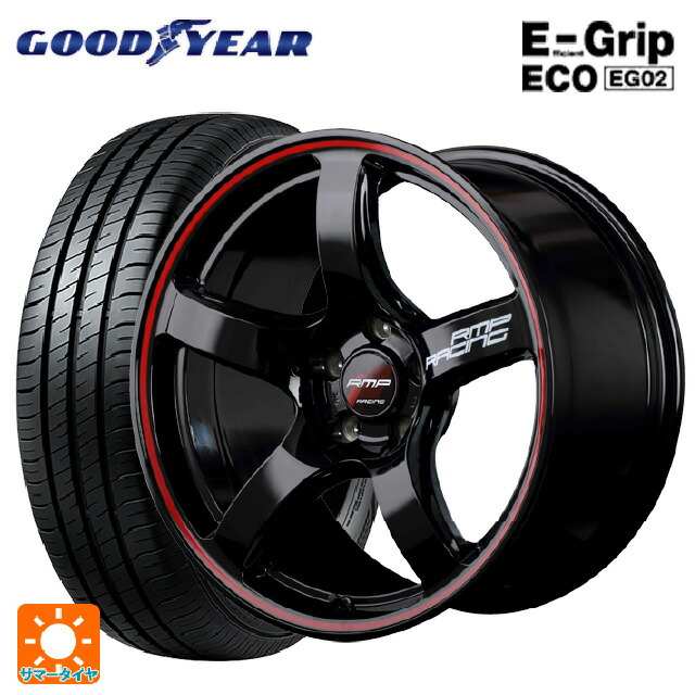 スバル レヴォーグ(VN系)用 215/50R17 91V グッドイヤー エフィシェントグリップ エコ EG02 エムアイディー MIDレーシング R50 ブラック/リムレッドライン 新品サマータイヤホイール 4本セット 88,248円