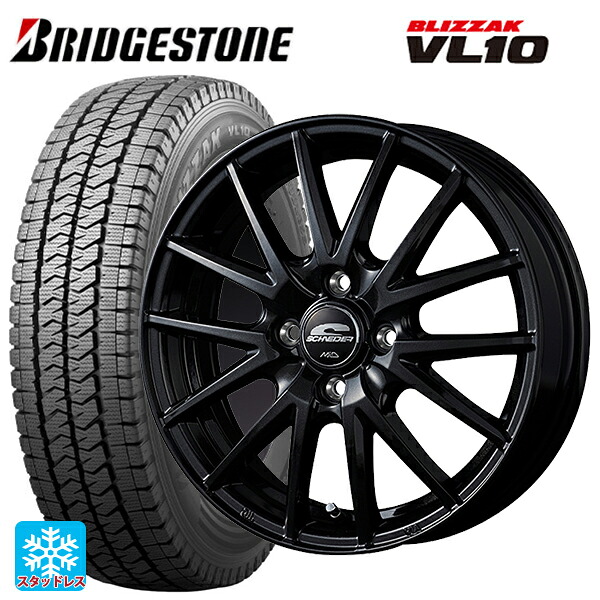 2025年製 145/80R12 80/78N ブリヂストン ブリザック VL10 正規品 # エムアイディー MIDホイール SQ27 メタリックブラック 12-4J 国産車用 スタッドレスタイヤホイール4本セット