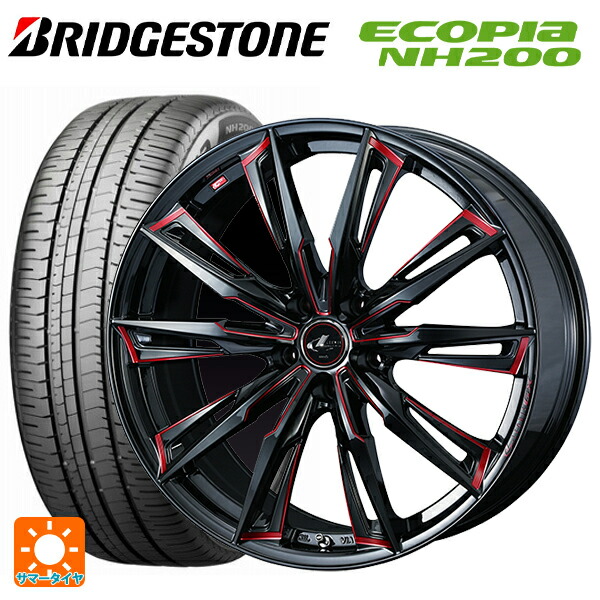 トヨタ プリウス(60系)用 195/50R19 88H ブリヂストン エコピア NH200 正規品 ウェッズ レオニス GX BK/SC(RED) 新品サマータイヤホイール 4本セット