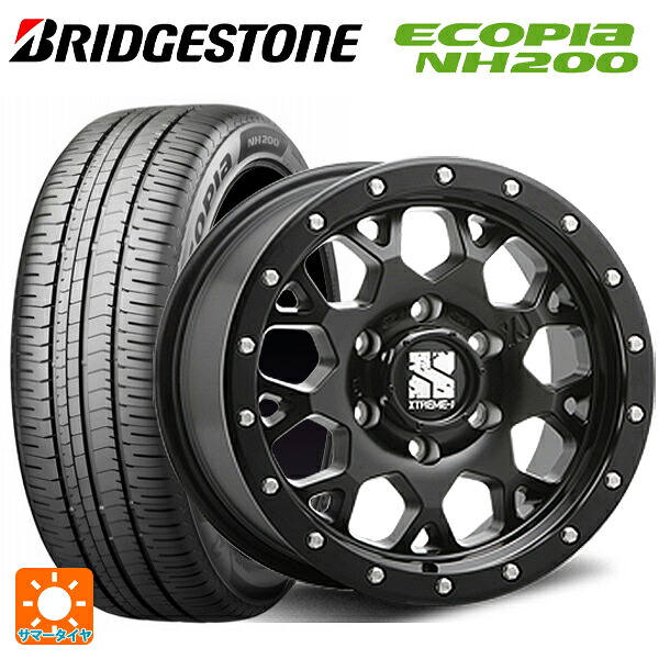215/60R16 95H ブリヂストン エコピア NH200 正規品 エムエルジェイ エクストリームJ XJ04 Satin Black 16-7J 国産車用 サマータイヤホイール4本セット
