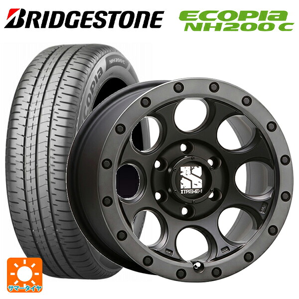 195/45R17 81W ブリヂストン エコピア NH200C 正規品 エムエルジェイ エクストリームJ XJ03 Flat Black Smoke 17-7.5J 国産車用 サマータイヤホイール4本セット