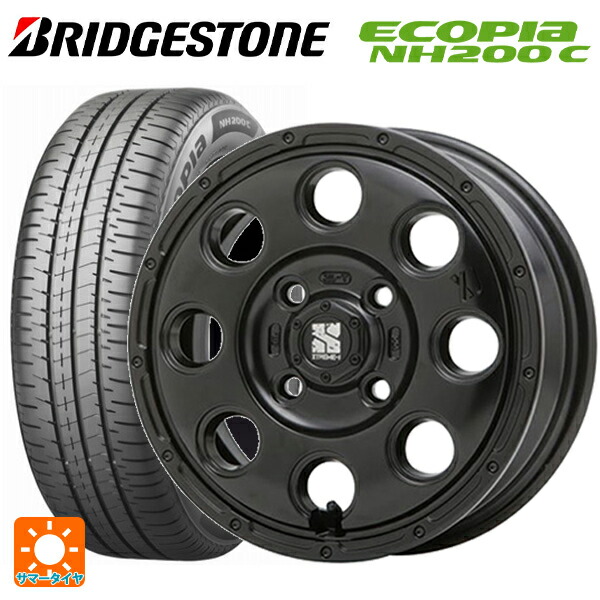 165/60R14 75H ブリヂストン エコピア NH200C 正規品 エムエルジェイ エクストリームJ KK03 Satin Black 14-4.5J 国産車用 サマータイヤホイール4本セット|タイヤホイール専門店コニシタイヤ