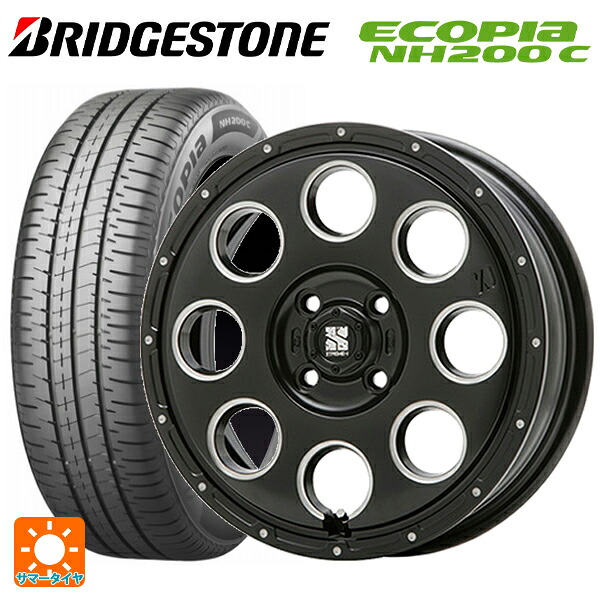 ダイハツ タフト(LA900/LA910)用 165/70R14 81S ブリヂストン エコピア NH200C 正規品 # エムエルジェイ エクストリームJ KK03 Black Milled 新品サマータイヤホイール 4本セット