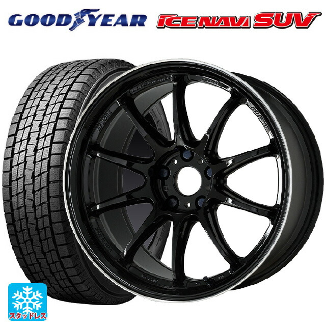 トヨタ RAV4(50系)用 2025年製 225/60R18 100Q グッドイヤー アイスナビ SUV ワーク エモーション ZR10 BLKLC 新品スタッドレスタイヤホイール 4本セット