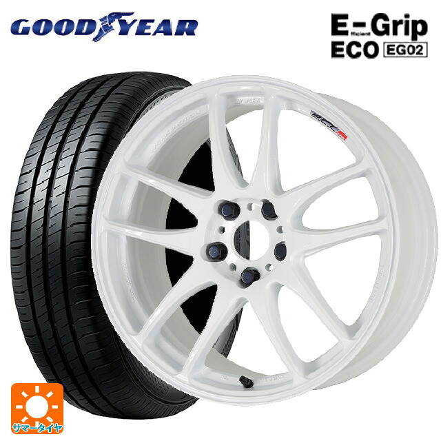 165/50R15 73V グッドイヤー エフィシェントグリップ エコ EG02 ワーク エモーション CR極 WHT 15-5J 国産車用 サマータイヤホイール4本セット