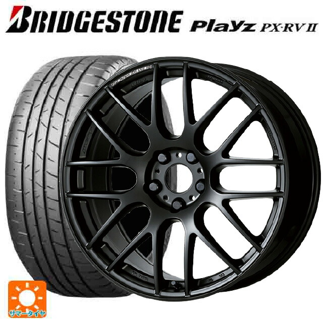 スバル レヴォーグ(VN系)用 225/45R18 95W XL ブリヂストン プレイズ PX-RV2 正規品 # ワーク エモーション M8R MBL 新品サマータイヤホイール 4本セット