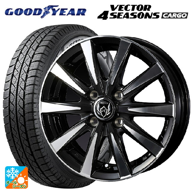 トヨタ プロボックス(160系)用 155/80R14 88/86N グッドイヤー ベクター4シーズンズ カーゴ ウェッズ ライツレー DI BKP 新品オールシーズンタイヤホイール 4本セット