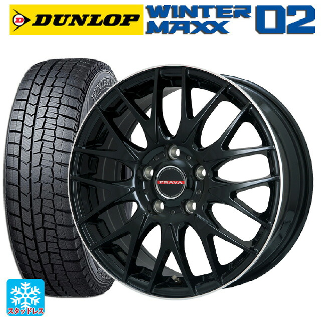 トヨタ シエンタ(10系)用 185/65R15 92Q XL ダンロップ ウィンターマックス 02(WM02) # ビックウェイ レイシーン プラバ 9M Jr2 GBK/ﾘﾑP 新品スタッドレスタイヤホイール 4本セット